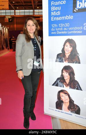 Daniela Lumbroso lors d'une émission de radio France Bleu du salon de l'Agriculture à Paris le 26 février 2015. Banque D'Images