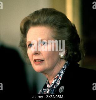 Oslo 19860912. La première ministre de la Bristian Margaret Thatcher lors d'une visite officielle en Norvège. Voici le portrait du Premier ministre Margaret Thatcher lors de la conférence de presse à propos de la visite. Sérieux. Photo: Inge Gjellesvik NTB / NTB Banque D'Images