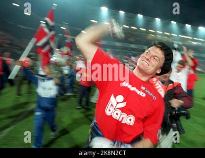 Oslo. Stade Ullevål. Norvège Suisse 5 - 0. Frode Grodås se réjouit après que la Norvège ait battu la Suisse 5-0 au stade Ullevål mercredi soir. Photo; Jon EEG / NTB Banque D'Images