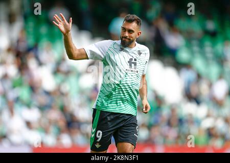 Borja Iglesias de Real Betis pendant le match de la Liga entre Real Betis et Atletico de Madrid joué au stade Benito Villamarin sur 23 octobre 2022 à Séville, Espagne. (Photo par Antonio Pozo / PRESSIN) Banque D'Images