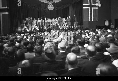 Août 1943. Borgarting à Sarpsborg: Vidkun Quisling sur la chaire. Photo: Johnsen / NTB Banque D'Images