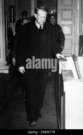 Oslo 19450910. L'affaire Landssvik contre Vidkun Quisling en Cour d'appel d'Eidsivating. La détermination de la peine. Quisling sur le terrain. Stock photo NTB / NTB Banque D'Images