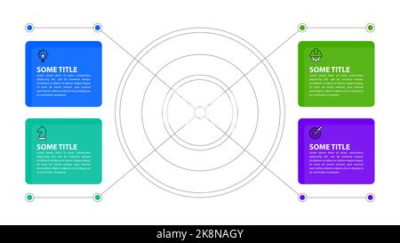 Modèle d'infographie avec icônes et 4 options ou étapes. Peut être utilisé pour la mise en page de flux de travail, le diagramme, la bannière, la conception Web. Illustration vectorielle Illustration de Vecteur