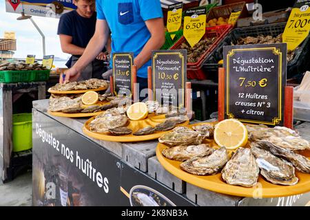 Cancale Bretagne France. Le marché des huîtres Banque D'Images