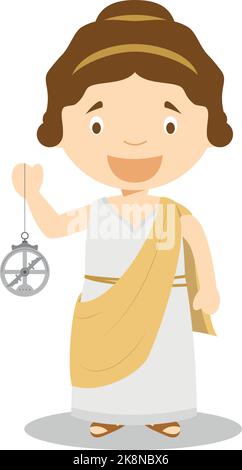 Hypatia de personnage de dessin animé d'Alexandrie. Illustration vectorielle. Collection d'histoire pour enfants. Illustration de Vecteur