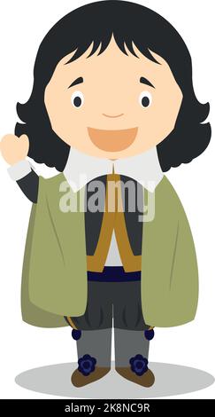 Personnage de dessin animé Blaise Pascal. Illustration vectorielle. Collection d'histoire pour enfants. Illustration de Vecteur