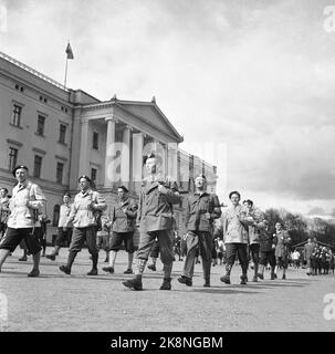 Oslo 195507. Le 10th anniversaire de la libération de la Norvège. Les forces d'origine, le groupe de Milorg et les soldats défilent au château. Photo: Archives NTB / NTB Banque D'Images