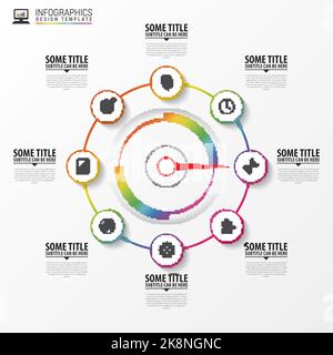 Infographies. Concept d'entreprise. Cercle coloré avec icônes. Illustration vectorielle Illustration de Vecteur