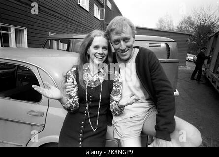 Copenhague avril 1970 l'acteur Liv Ullmann vient de mettre fin à l'enregistrement du thriller Psycho 'alem' à Copenhague. Ici elle est assise avec son adversaire actrice Max von Sydow. Photo: Aage Storløkken / actuel / NTB Banque D'Images