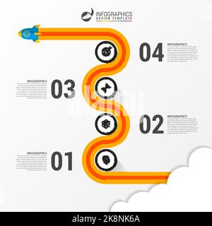 Infographie sur la chronologie des affaires avec icônes. Concept de réussite. Illustration vectorielle Illustration de Vecteur