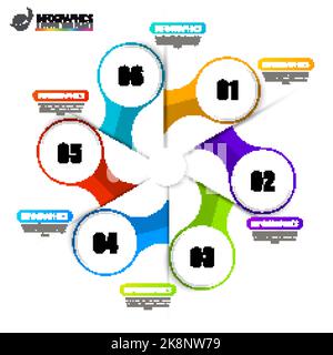 Entourez les infographies. Faites le tour du diagramme, du graphique, de la présentation et du graphique. Illustration vectorielle avec 6 étapes Illustration de Vecteur