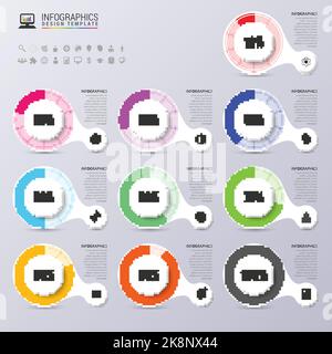 Eléments de conception de présentation de diagramme de pourcentage. Infographies. Illustration vectorielle. Illustration de Vecteur