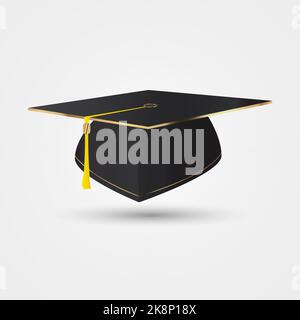 Casquette de remise de diplômes de style doré. Illustration vectorielle Illustration de Vecteur