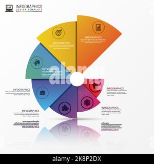 Bannière des options infographiques modernes. Graphique circulaire en spirale. Illustration vectorielle. Peut être utilisé pour la conception Web et la mise en page du flux de travail Illustration de Vecteur