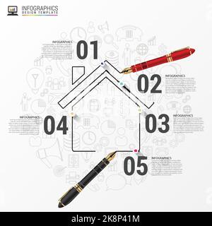 Modèle de conception graphique avec maison. Illustration vectorielle Illustration de Vecteur