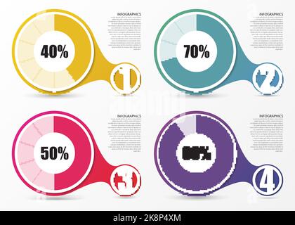 Eléments de conception de présentation de diagramme de pourcentage. Infographies. Illustration vectorielle Illustration de Vecteur