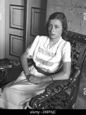 Oslo 19450608. La princesse Ragnhild photographiée au château à l'occasion de l'anniversaire de 15th. Photo: Archives NTB / NTB Banque D'Images