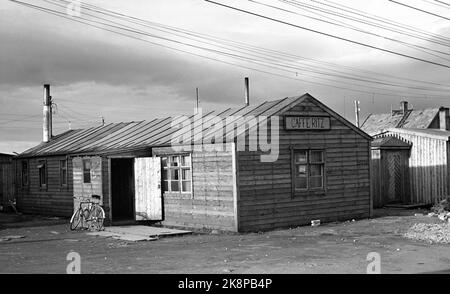 Le 1946 septembre de l'Église la restauration dans le nord de la Norvège après la Seconde Guerre mondiale Bâtiments provisoires à Kirkenes. Ici, « café ritz ». Bar en bois. Photo: NTB / NTB Banque D'Images