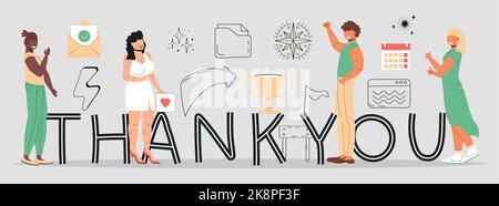 Groupe de gens heureux, accueillant et applaudissant. Fans actifs avec les mains debout ensemble. Les jeunes hommes et femmes crient à l'événement. Illustration de Vecteur