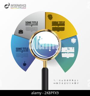 Infographie avec loupe. Illustration vectorielle. Illustration de Vecteur