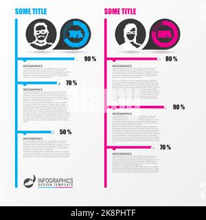 Modèle d'infographie. Concept d'affaires avec 2 personnes. Illustration vectorielle Illustration de Vecteur