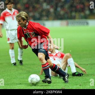 Oslo. Stade Ullevål. Norvège Suisse 5 - 0. Qualification de la coupe du monde Norvège-Sveits 5-0 Jahn Ivar 'mini' Jakobsen a joué grand dans le match contre la Suisse. Mini a marqué le premier but de la Norvège. Photo: Cornelius Poppe / NTB Banque D'Images