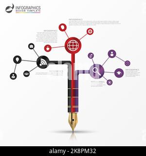 Stylo éducatif. Modèle de conception infographique. Illustration vectorielle Illustration de Vecteur
