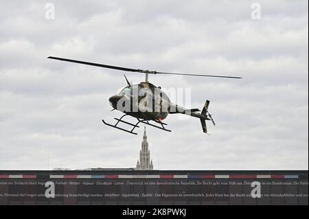 Vienne, Autriche. 24th octobre 2022. Préparation du spectacle de l'armée (Bundesheer) à la place des héros (Heldenplatz) à Vienne Banque D'Images