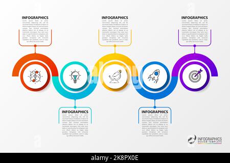 Modèle de conception graphique en 5 étapes. Chronologie. Illustration vectorielle Illustration de Vecteur