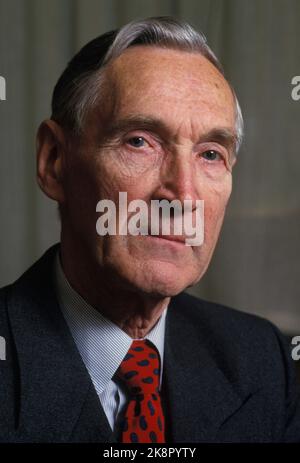 Oslo, janvier 1988. Gunnar 'Kjakan' Sønsteby, ancien combattant et retraité, a 70 ans sur 11 janvier. Il a dirigé le groupe d'Oslo 1944-45 de Kompani linge, qui a effectué de nombreuses opérations de sabotage pendant la guerre. Photo: NTB / NTB / Banque D'Images