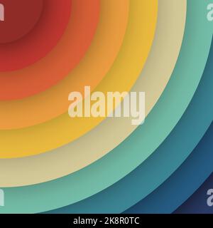 abstrait coloré circulaire 70s style rétro arrière-plan, illustration vectorielle Illustration de Vecteur
