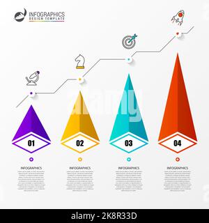 Modèle de conception graphique. Concept créatif en 4 étapes. Peut être utilisé pour la mise en page de flux de travail, le diagramme, la bannière, la conception Web. Illustration vectorielle Illustration de Vecteur