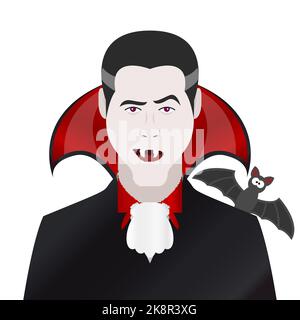 Personnage de dessin animé. Symbole d'avatar. Vampire avec chauve-souris. Illustration vectorielle Illustration de Vecteur