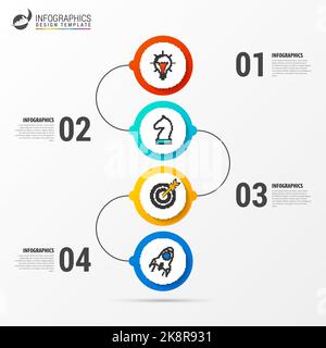 Modèle de conception graphique. Concept d'entreprise en 4 étapes. Peut être utilisé pour la mise en page de flux de travail, le diagramme, la bannière, la conception Web. Illustration vectorielle Illustration de Vecteur