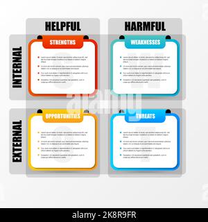 Analyse SWOT. Infographie en quatre étapes. Illustration vectorielle Illustration de Vecteur