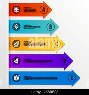 Modèle de conception graphique. Concept d'entreprise en 5 étapes. Peut être utilisé pour la mise en page de flux de travail, le diagramme, la bannière, la conception Web. Illustration vectorielle Illustration de Vecteur