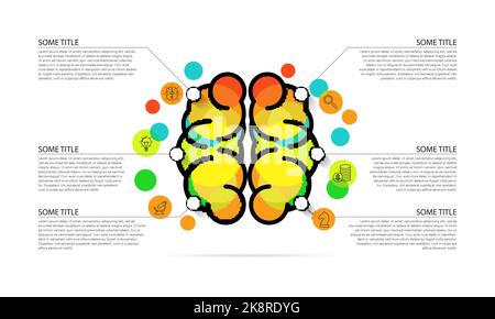 Modèle de conception graphique. Concept créatif en 6 étapes. Peut être utilisé pour la mise en page de flux de travail, le diagramme, la bannière, la conception Web. Illustration vectorielle Illustration de Vecteur