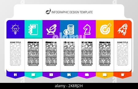 Modèle de conception graphique. Concept créatif en 7 étapes. Peut être utilisé pour la mise en page de flux de travail, le diagramme, la bannière, la conception Web. Illustration vectorielle Illustration de Vecteur