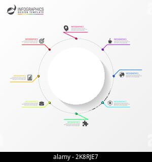 Modèle de conception graphique. Concept créatif en 8 étapes. Peut être utilisé pour la mise en page de flux de travail, le diagramme, la bannière, la conception Web. Illustration vectorielle Illustration de Vecteur