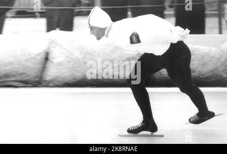 Grenoble, France Jeux Olympiques d'hiver 196802 à Grenoble. Patinage rapide, hommes, 5000 mètres. Skater Fred Anton Maier en action de patinage de 5000 m où il a pris l'or. Photo: Actuel / NTB Banque D'Images