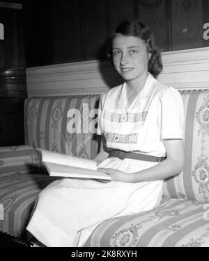 Oslo 19450608. La princesse Ragnhild photographiée au château à l'occasion de l'anniversaire de 15th. Photo: Archives NTB / NTB Banque D'Images