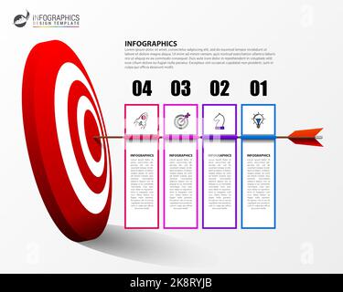 Modèle de conception graphique. Concept créatif en 4 étapes. Peut être utilisé pour la mise en page de flux de travail, le diagramme, la bannière, la conception Web. Illustration vectorielle Illustration de Vecteur