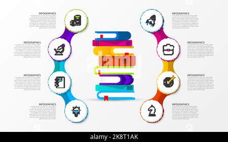 Modèle de conception graphique. Concept créatif en 8 étapes. Peut être utilisé pour la mise en page de flux de travail, le diagramme, la bannière, la conception Web. Illustration vectorielle Illustration de Vecteur