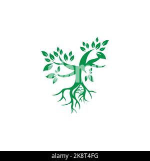 Helix DNA tree logo design vector icône. simple signe nature icône d'ADN Illustration de Vecteur