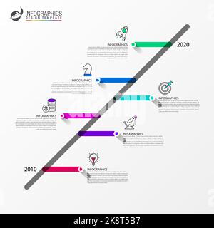 Modèle de conception graphique. Concept de chronologie avec 6 étapes. Peut être utilisé pour la mise en page de flux de travail, le diagramme, la bannière, la conception Web. Illustration vectorielle Illustration de Vecteur