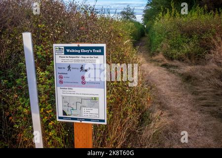 Paysage le long de Ebey's Trail, réserve Admiralty Inlet, île Whidbey, Washington Banque D'Images