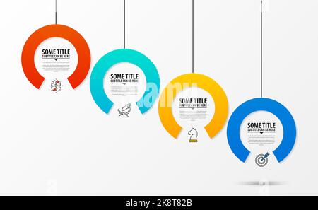 Modèle de conception graphique. Concept créatif en 4 étapes. Peut être utilisé pour la mise en page de flux de travail, le diagramme, la bannière, la conception Web. Illustration vectorielle Illustration de Vecteur