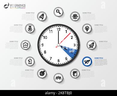 Modèle de conception graphique. Concept créatif en 12 étapes. Peut être utilisé pour la mise en page de flux de travail, le diagramme, la bannière, la conception Web. Illustration vectorielle Illustration de Vecteur