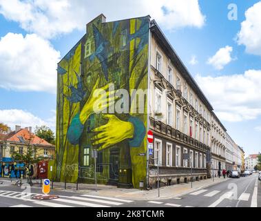 Peinture murale dans la partie ancienne de Poznan, Pologne Banque D'Images