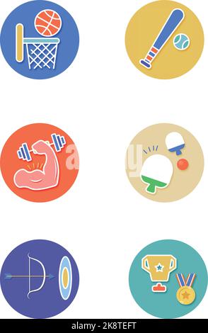 Ensemble d'icônes sportives colorées isolées sur fond blanc Illustration de Vecteur
